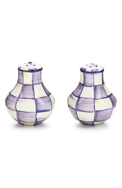 Violet Check Salt & Pepper Shaker Set