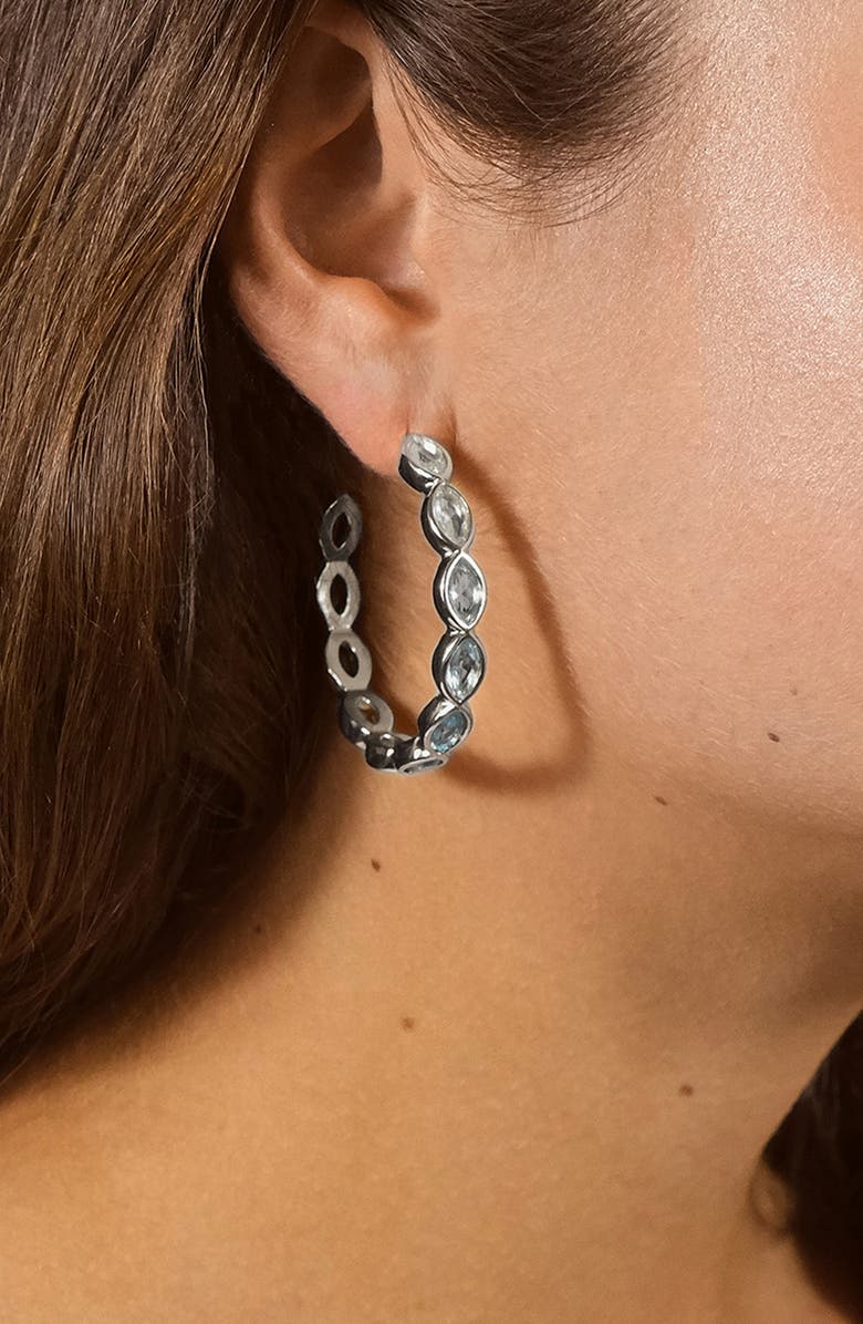 Sterling Forever Naomi Cubic Zirconia Hoop Earrings, Alternate, color, 