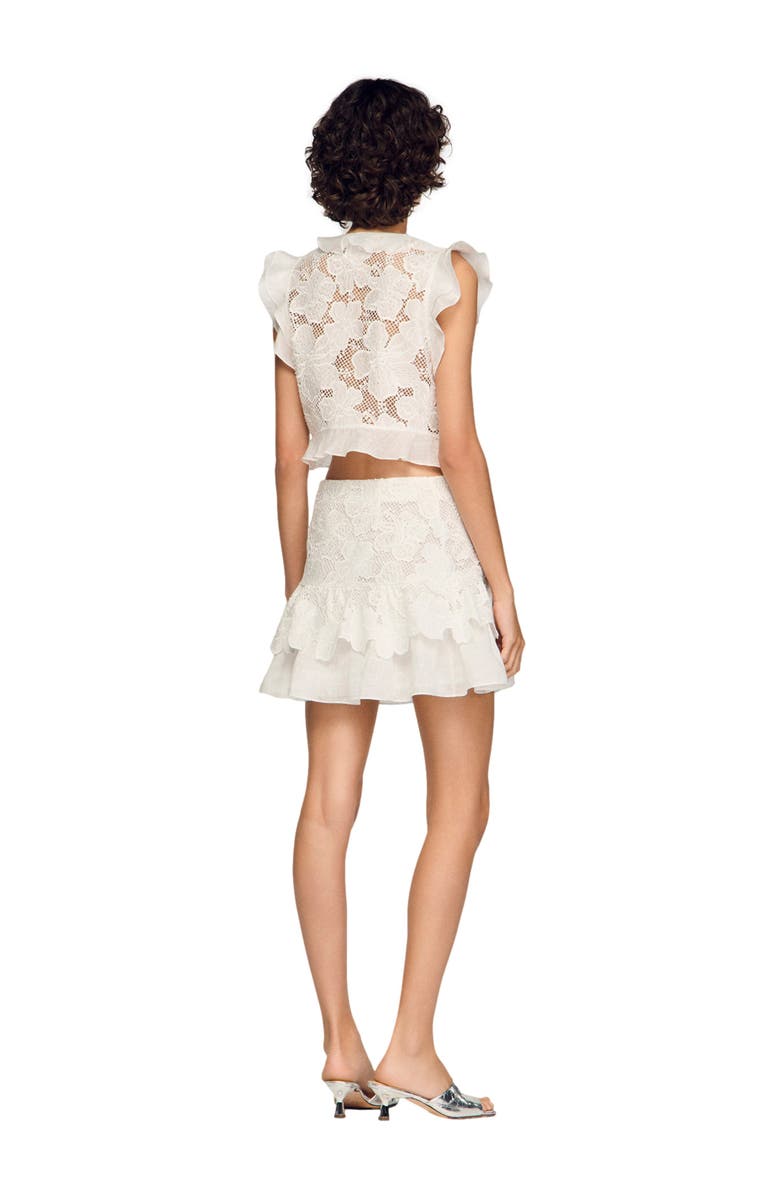 SANDRO Short guipure skirt, Alternate, color, White