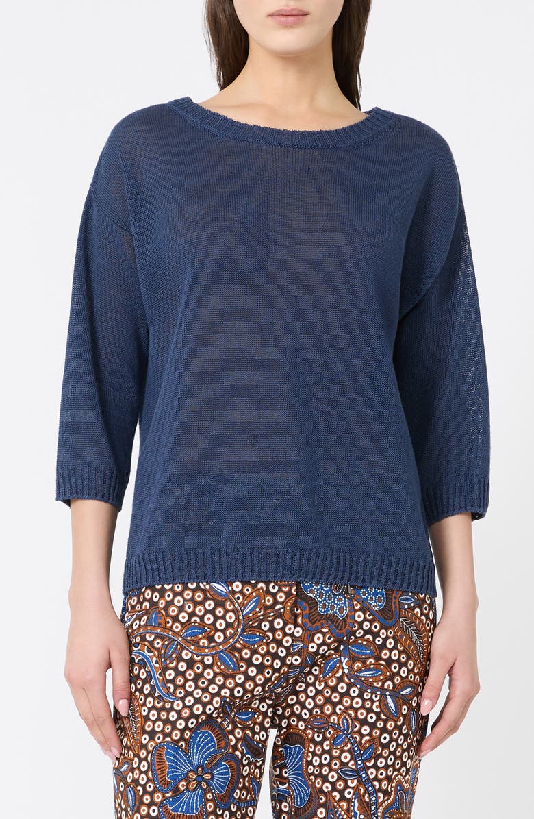 Weekend Max Mara Cannone Linen Sweater, Main, color, Navy