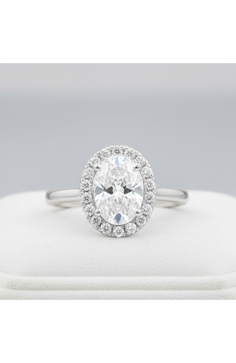 LuvMyJewelry Idalia 14K Gold Oval Lab Grown Diamond Halo Engagement Ring - 1.9 Ct, Alternate, color, 14K White Gold