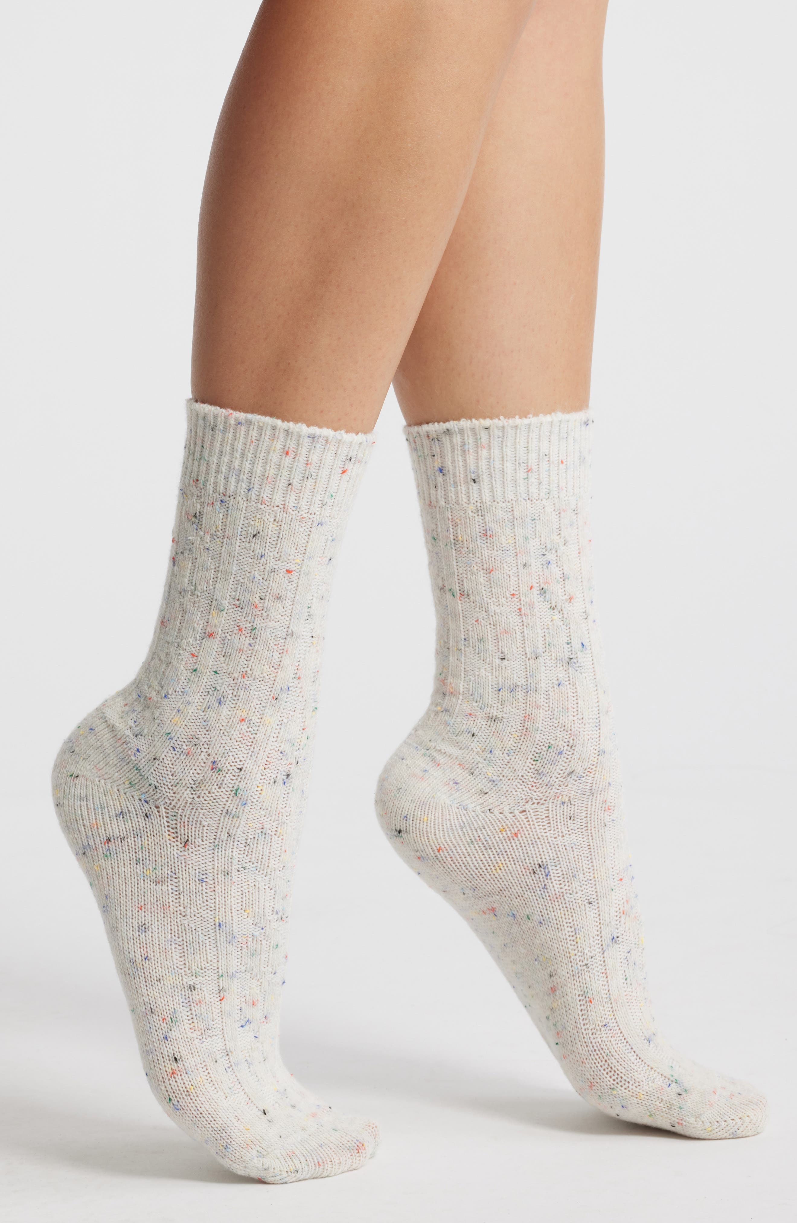 Stems Sprinkle Wool Blend Crew Socks in Ivory 