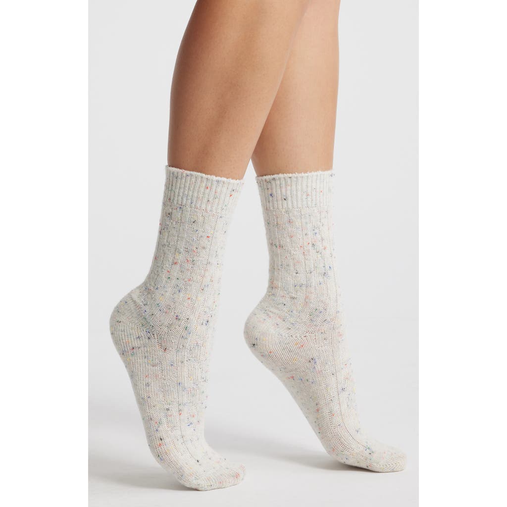Stems Sprinkle Wool Blend Crew Socks in Ivory