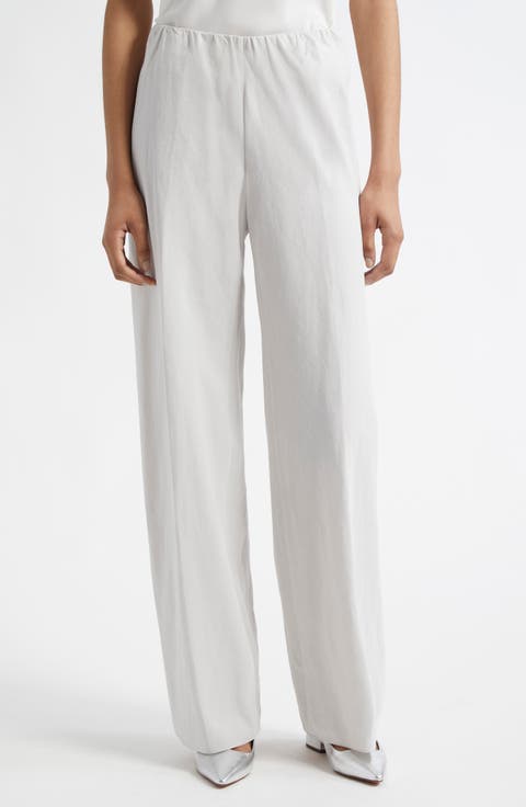 Cotton Blend Wide Leg Pants