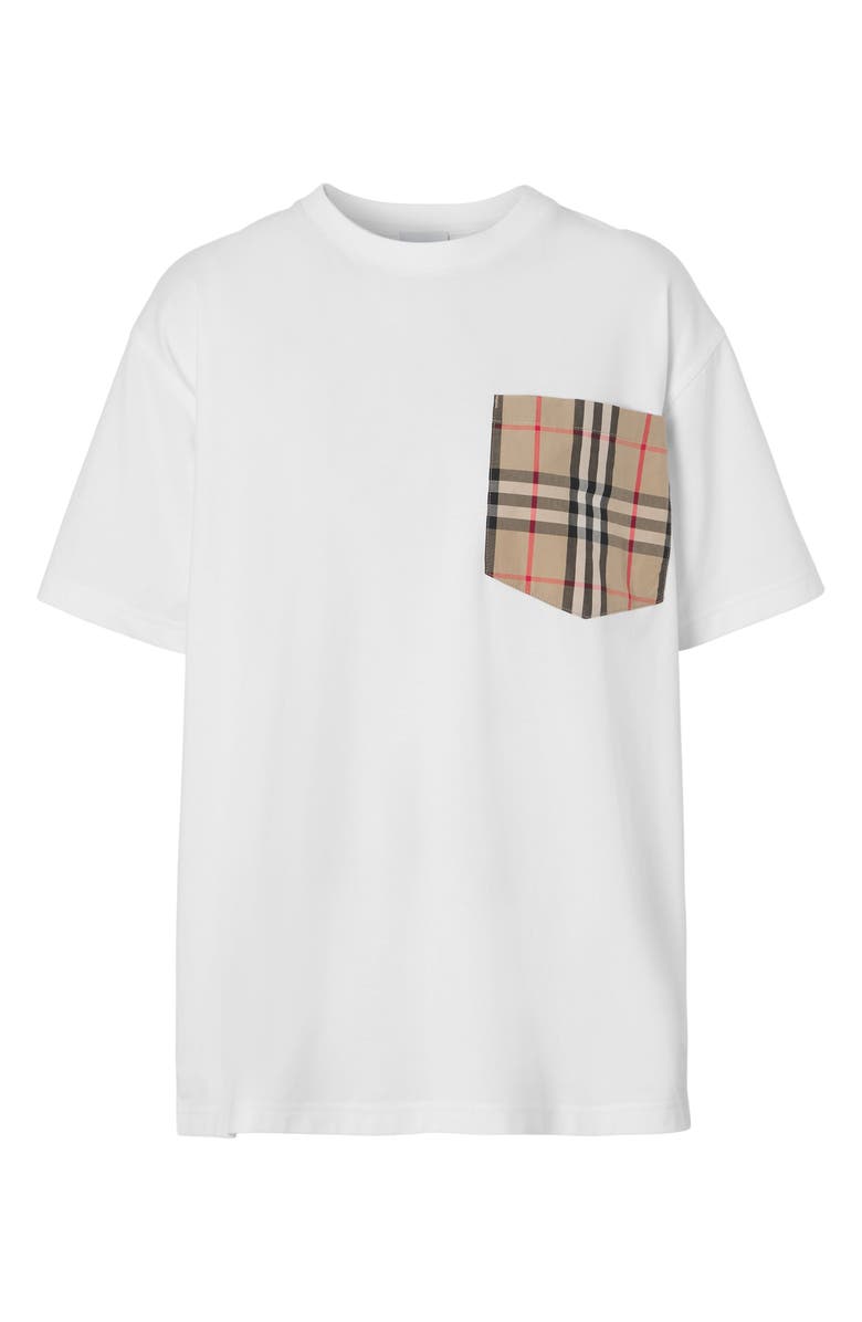 Burberry Irem Check Pocket Oversize Cotton T-Shirt, Alternate, color, 