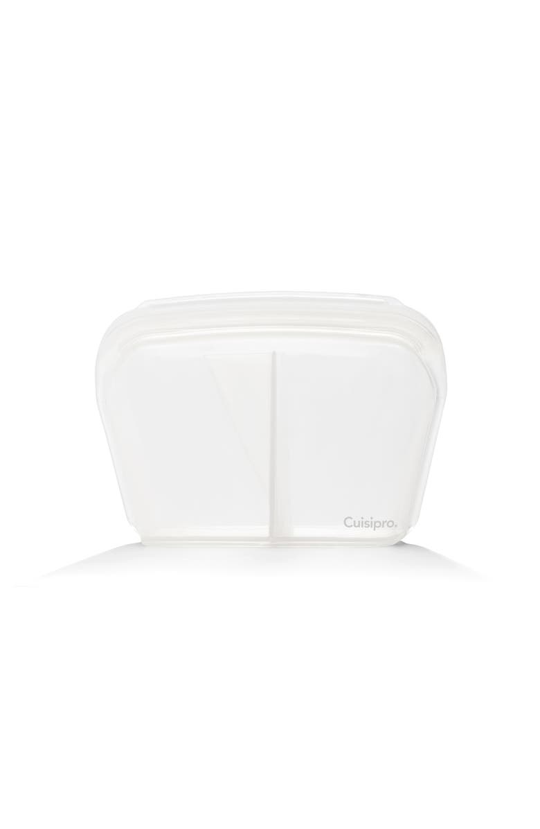 CUISIPRO Pack-It Silicone Reusable Stand Up Storage Bag w/Divider, 1300ml/44 oz, Main, color, Clear