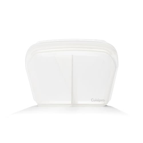 Cuisipro Pack-it Silicone Reusable Stand Up Storage Bag W/divider, 1300ml/44 oz In Transparent