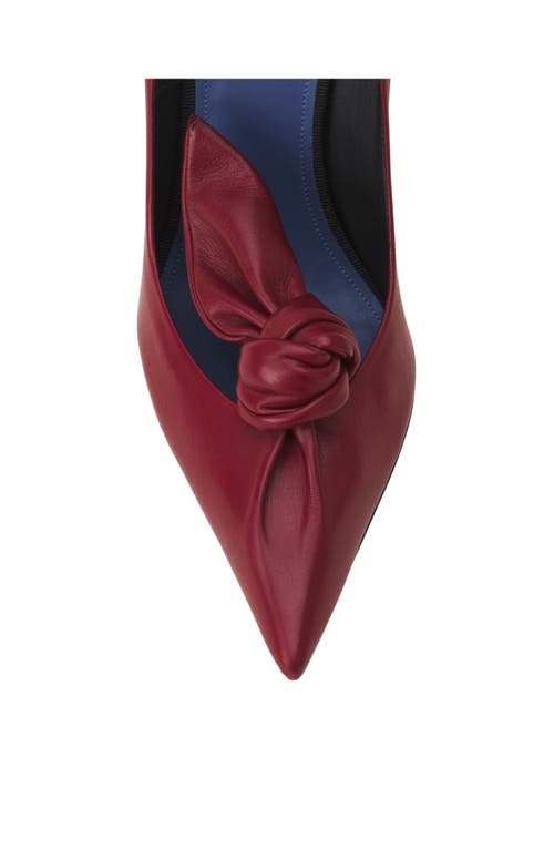 Lanvin Midnight Step Leather Bow Pump In Burgundy