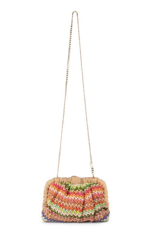 Olga Berg Amalia Pleated Woven Straw Clutch In Multi Natural