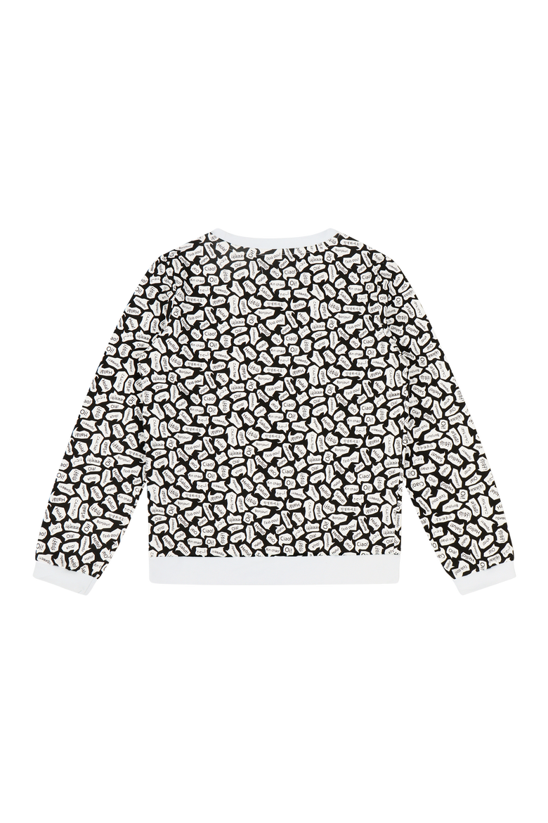 Kids Crewneck Sweatshirt and Jogger Pants Set - Black/White-Hello, Alternate, color, Black/White/Hello