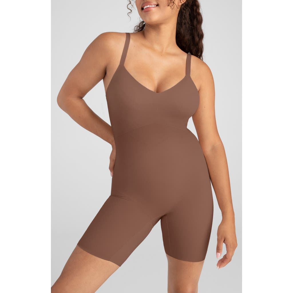 Honeylove Superpower Mid Thigh Bodysuit In Brown