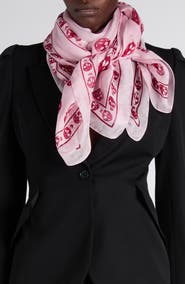 McQueen Skull Print Silk Scarf