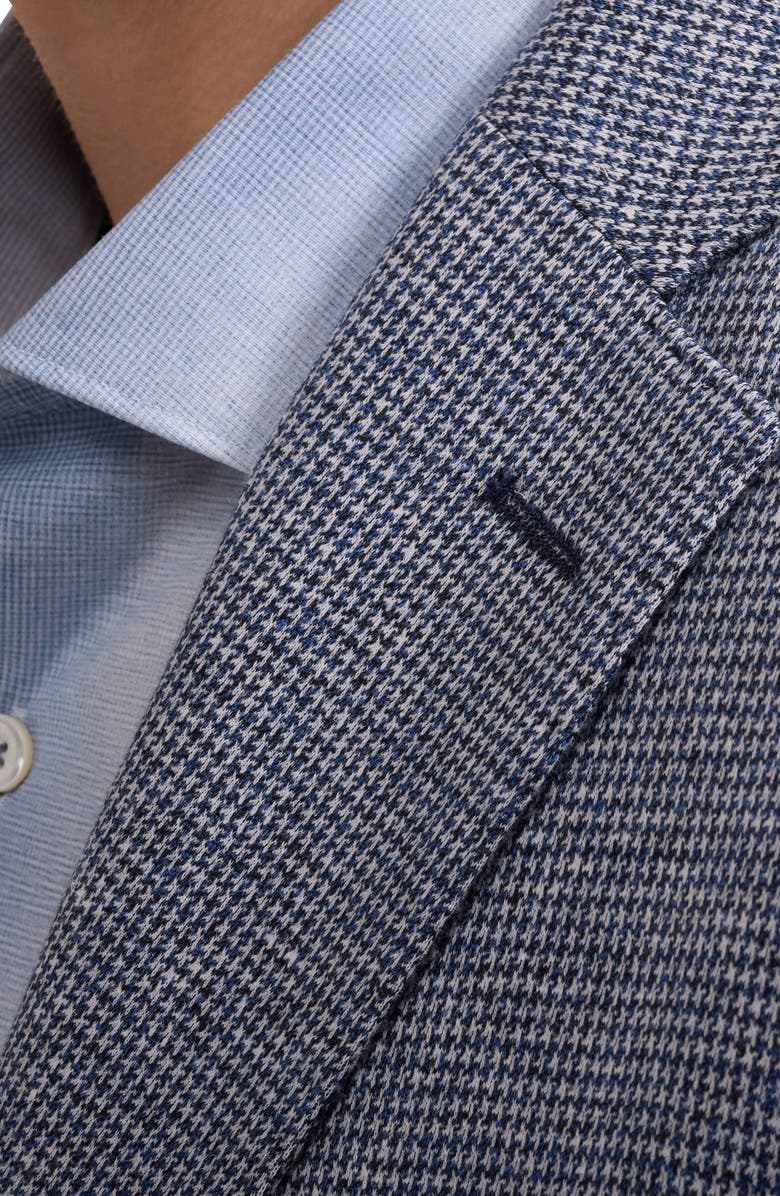 Bugatchi Micro Houndstooth Check Knit Cotton & Linen Sport Coat, Alternate, color, Navy