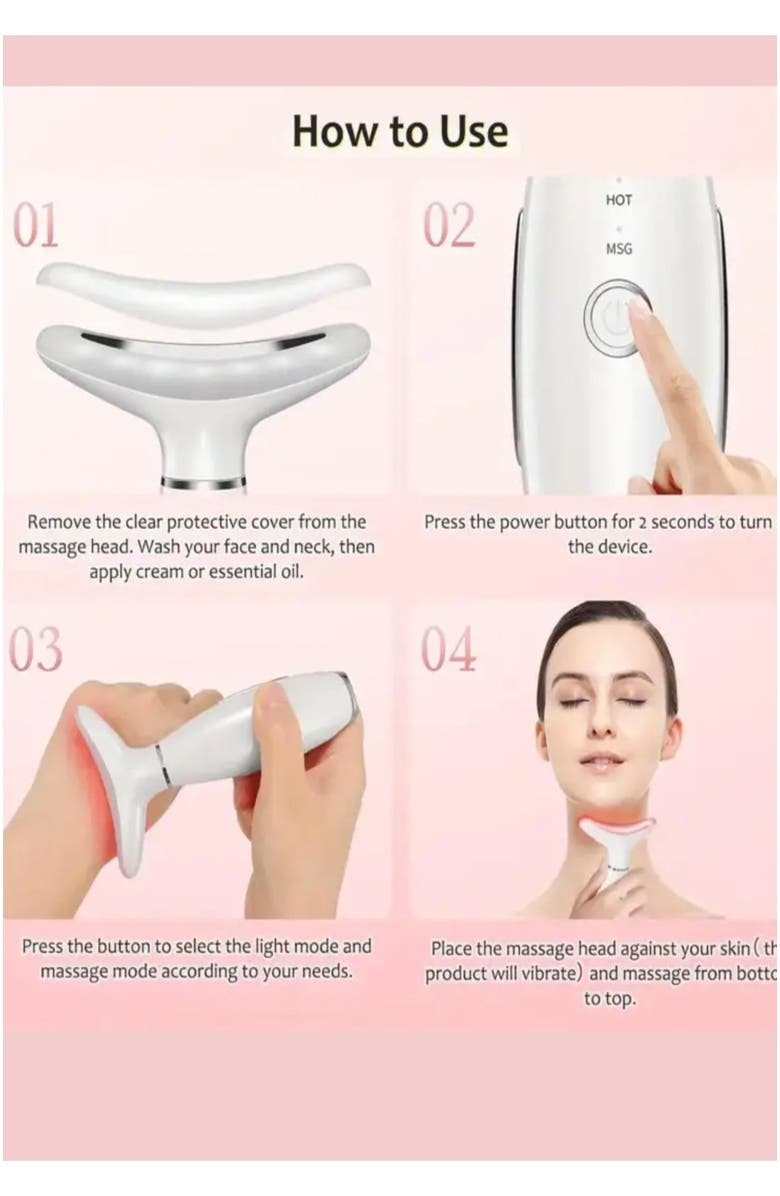 Lovery Light based multifunctional Face and Neck Beauty Massager wand, Skin care tool, Alternate, color, White
