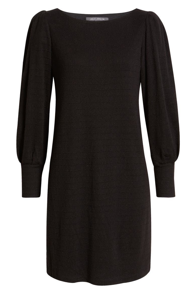Boatneck Long Sleeve Sweater Dress, Alternate, color, BLACK