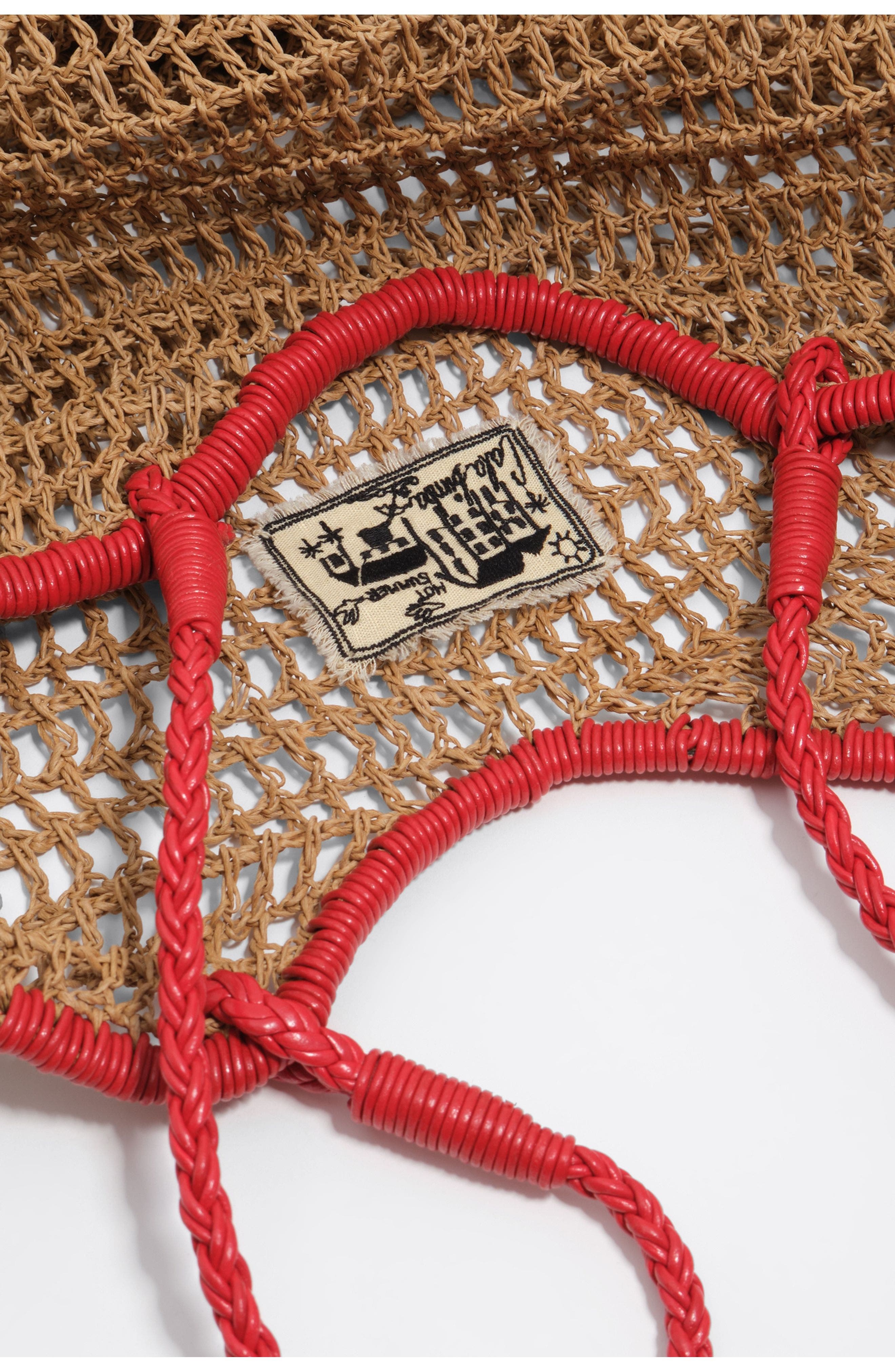Bimba y Lola Large Dark Raffia-Effect Shopper Bag, Alternate, color, Dark Natural