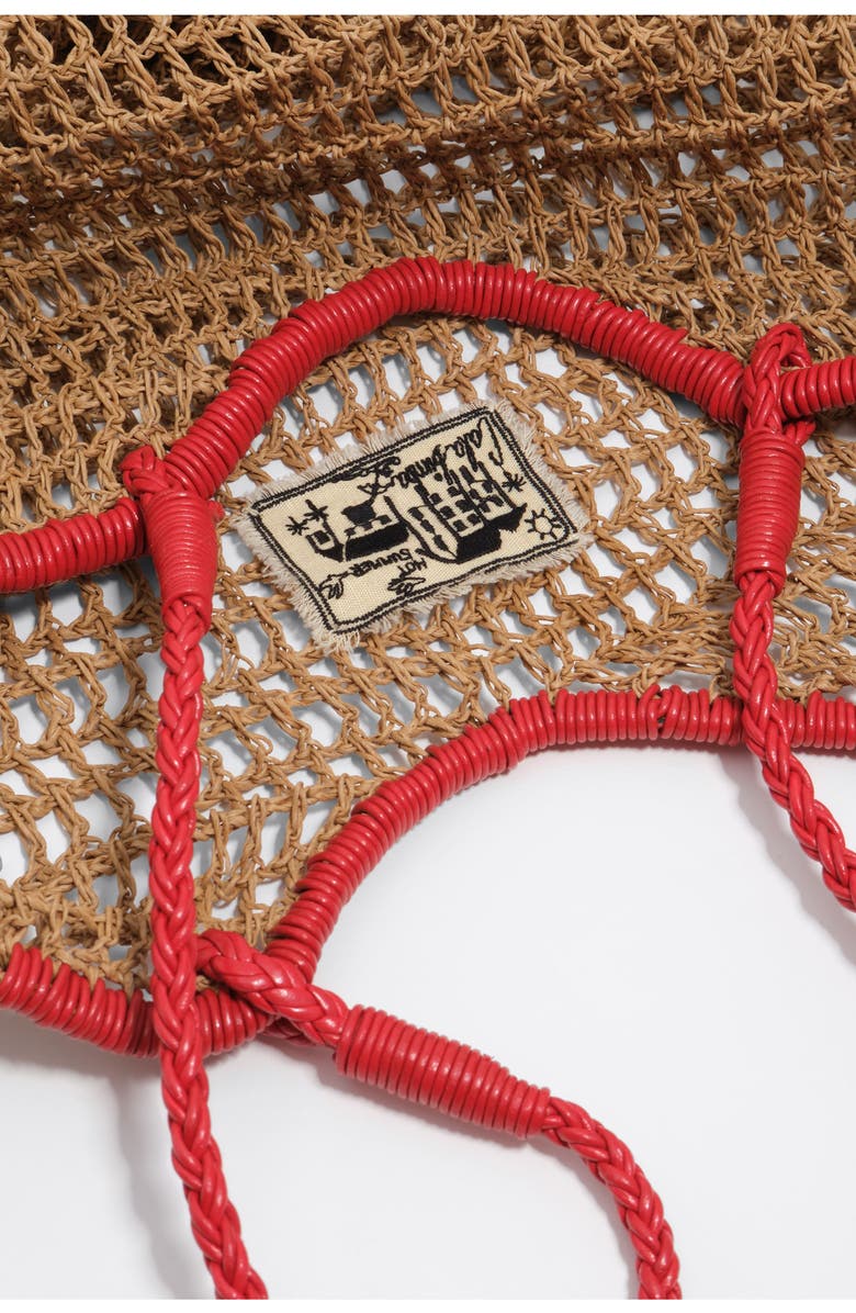 Bimba y Lola Large Dark Raffia-Effect Shopper Bag, Alternate, color, Dark Natural