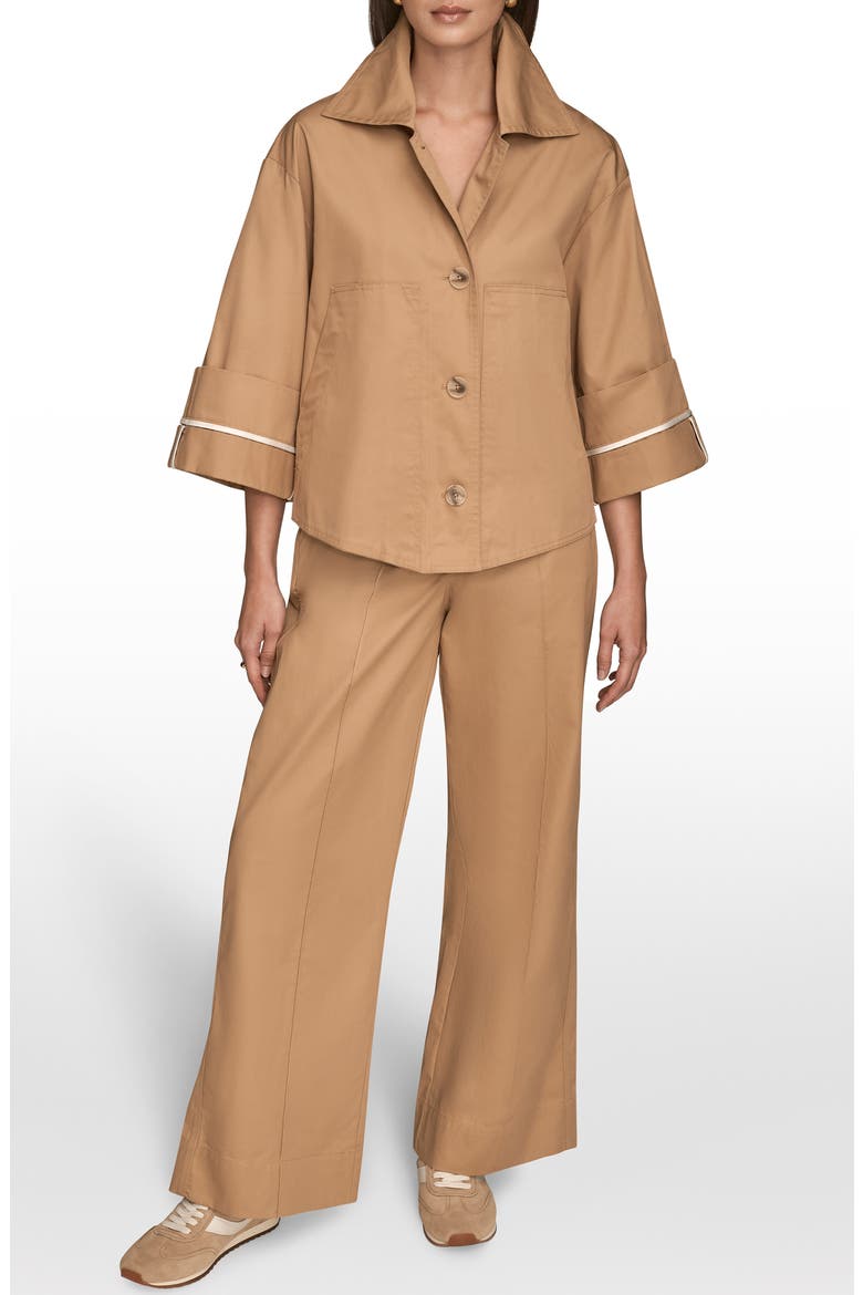 Button Front Cotton Twill Jacket, Alternate, color, FAWN