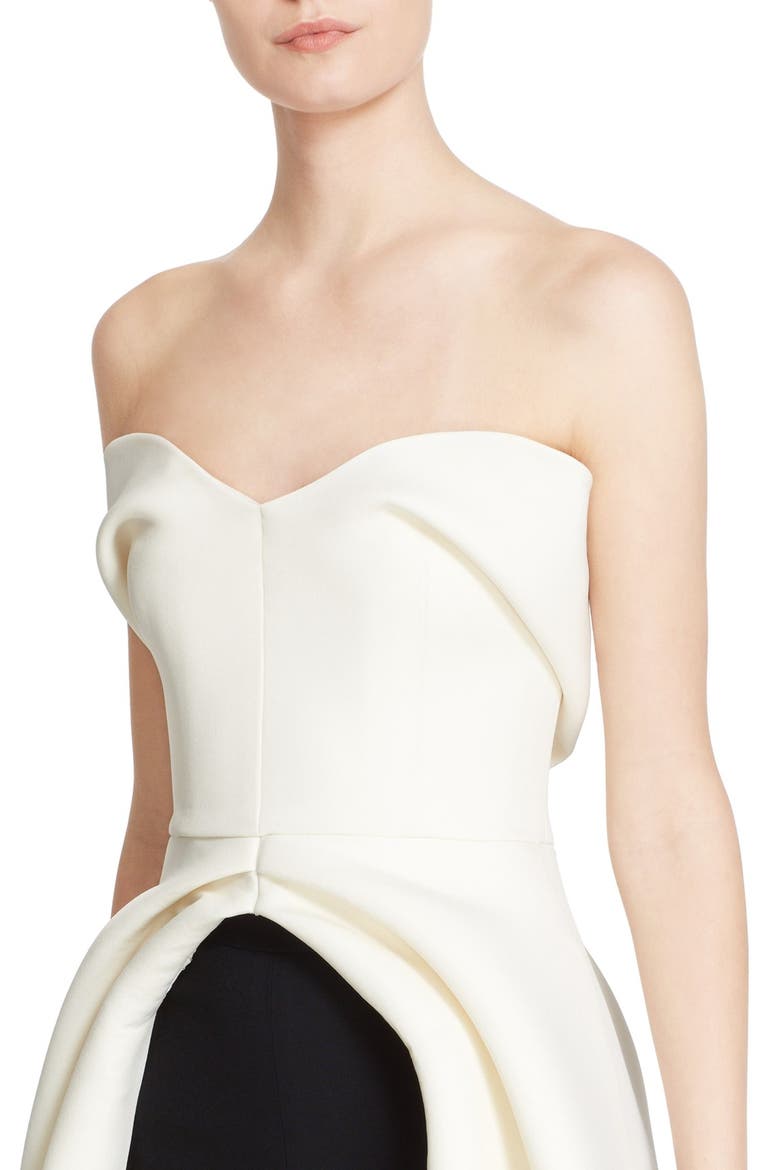 Strapless Sweetheart Open Peplum Top, Alternate, color, IVORY