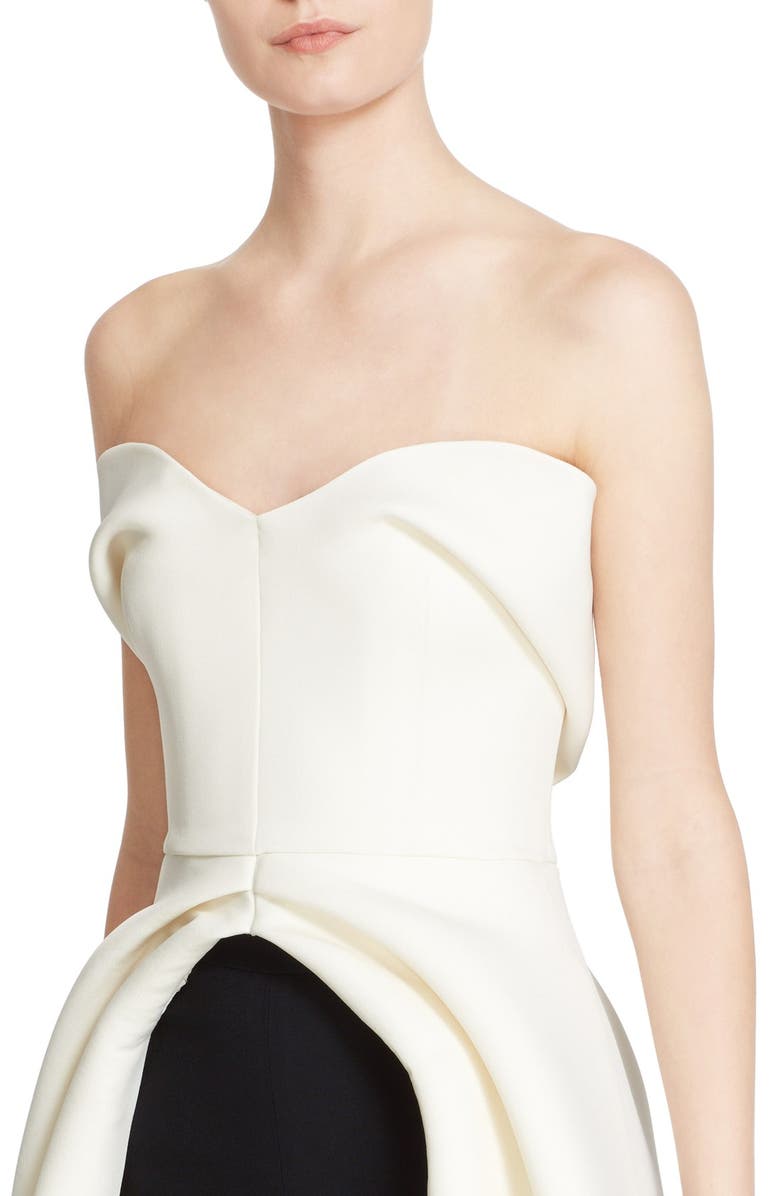 Brandon Maxwell Strapless Sweetheart Open Peplum Top, Alternate, color,