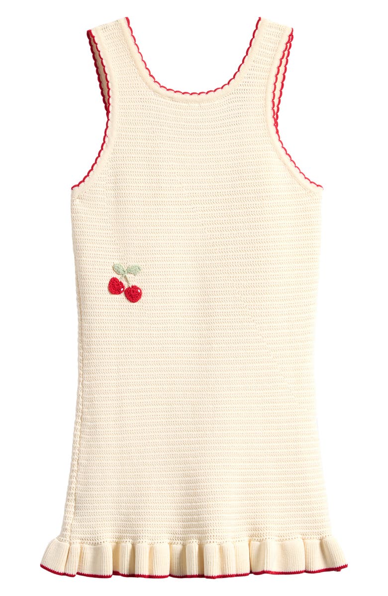 LoveShackFancy Kids' Ottie Cherry Print Crochet Dress, Alternate, color, Cherry Sail