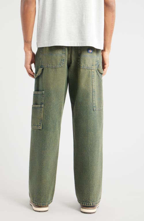 Dickies Loose Fit Denim Painter's Pants In Green Tone Fade