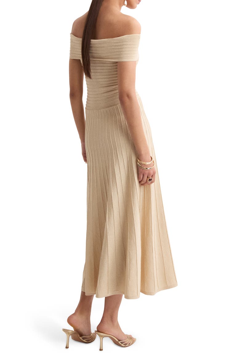 Off the Shoulder Flared Sweater Dress, Alternate, color, GOLD