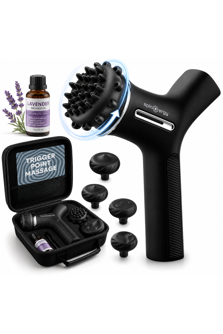 Spinergy Oil-Compatible Lymphatic Drainage Massage Gun Rotary Deep Tissue Massager Gun, Main, color, Blue
