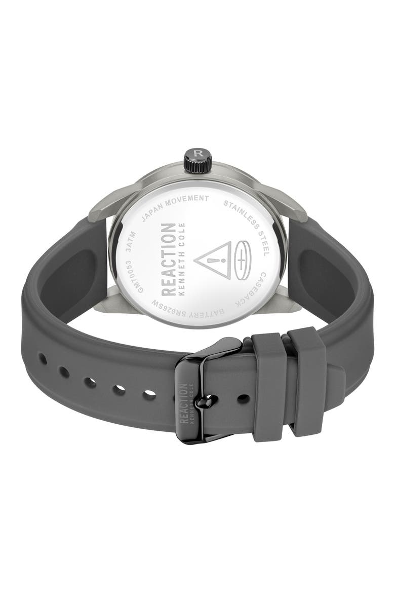 Perforated Silicone Strap Watch, 48mm, Alternate, color, GRAY