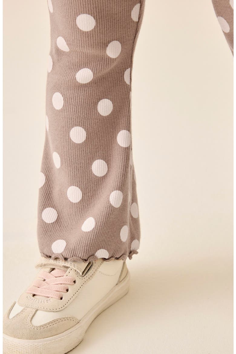 Kids' Rib Polka Dot Flare Leggings, Alternate, color, NEUTRAL