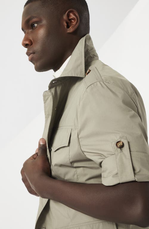 Brunello Cucinelli Waterproof Beige Techno Cotton Jacket In Khaki