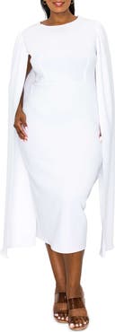 L I V D Naomi Cape Sleeve Midi Dress