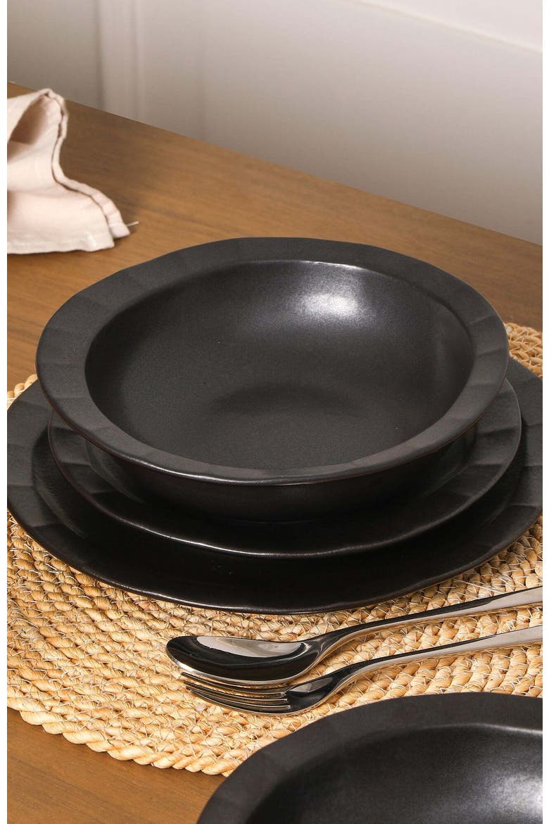 Oasis Stoneware 4-Piece Pasta Bowl Set, Alternate, color, Black