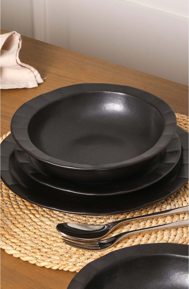 Stone Lain Oasis Stoneware 4-Piece Pasta Bowl Set, Alternate, color, Black