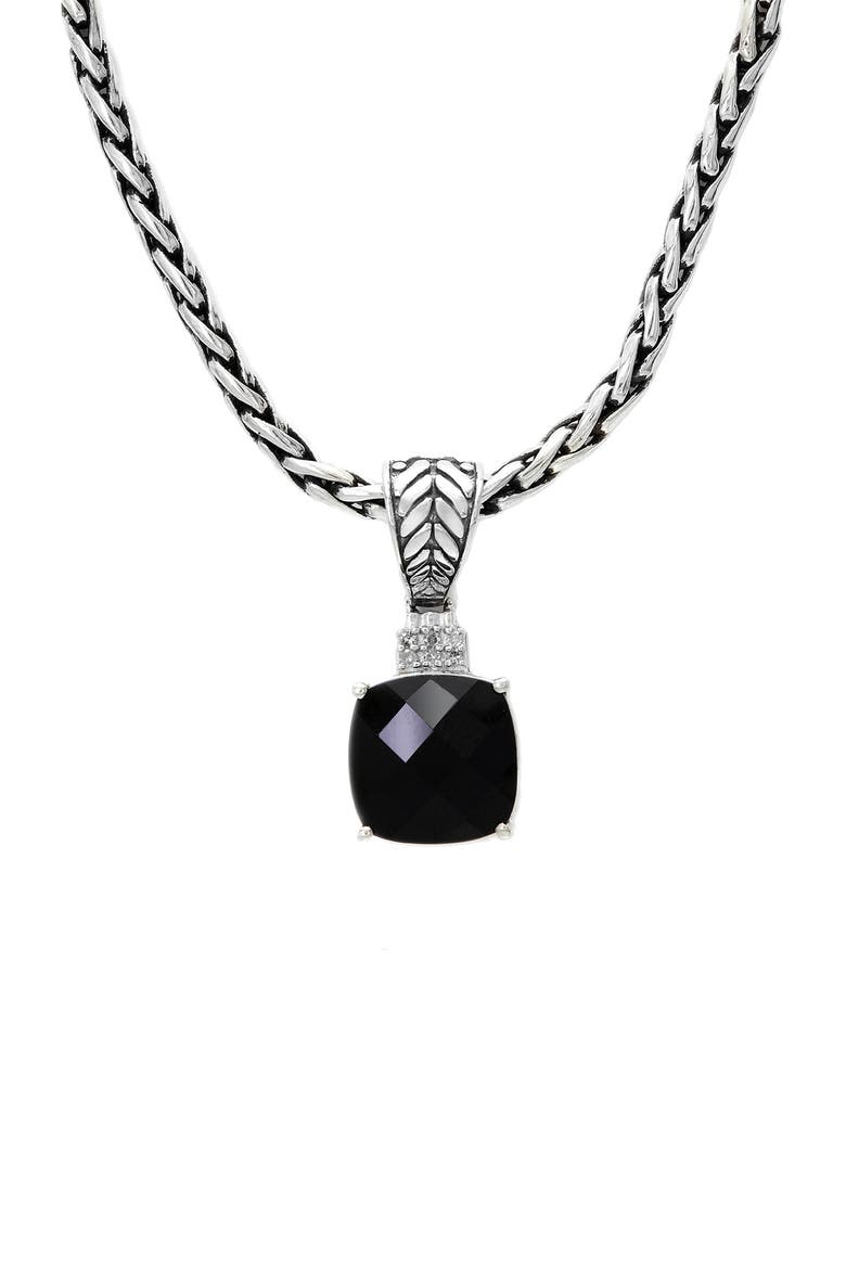 925 Sterling Silver Onyx & Diamond Pendant Necklace - 4.93 ctw, Main, color, BLACK