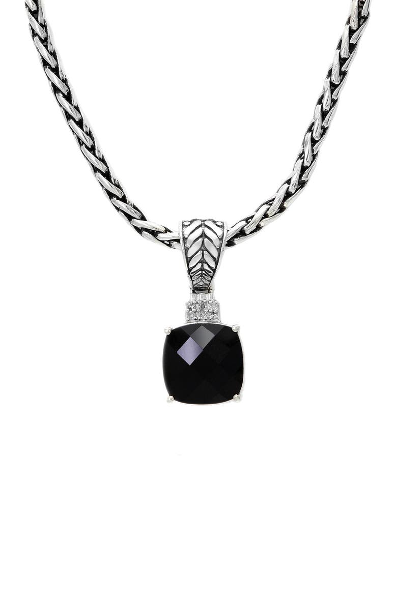 EFFY 925 Sterling Silver Onyx & Diamond Pendant Necklace - 4.93 ctw, Main, color, Black