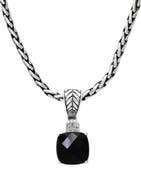EFFY 925 Sterling Silver Onyx & Diamond Pendant Necklace - 4.93 ctw
