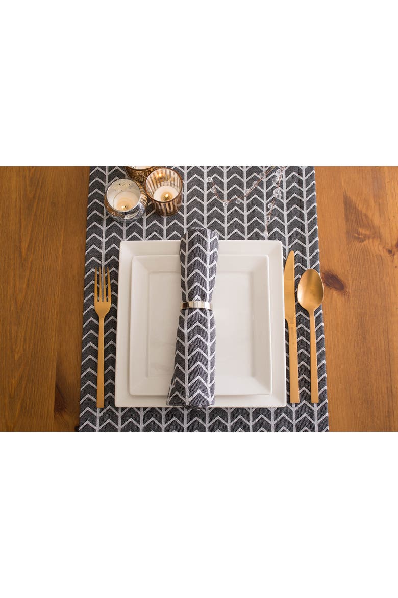 Black & White Herringbone Napkin Set/6, Alternate, color, Black/White