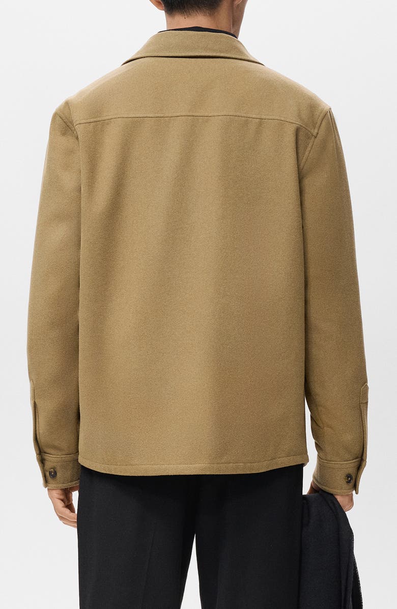 MANGO Wool Blend Overshirt, Alternate, color, Medium Brown