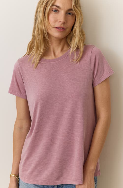 Marine Layer Striped Swing Crewneck Tee In Faded Rose