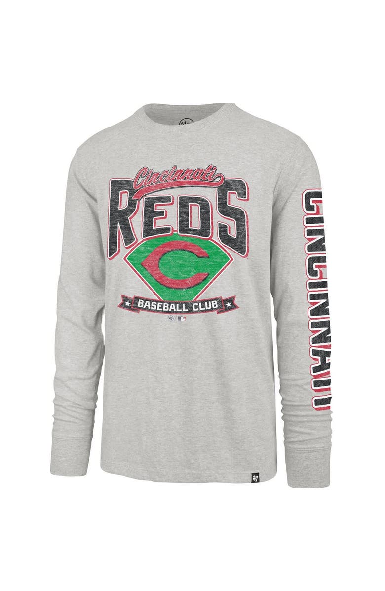 '47 Men's '47 Gray Cincinnati Reds Fair Ball Franklin Long Sleeve T-Shirt, Alternate, color, Gray