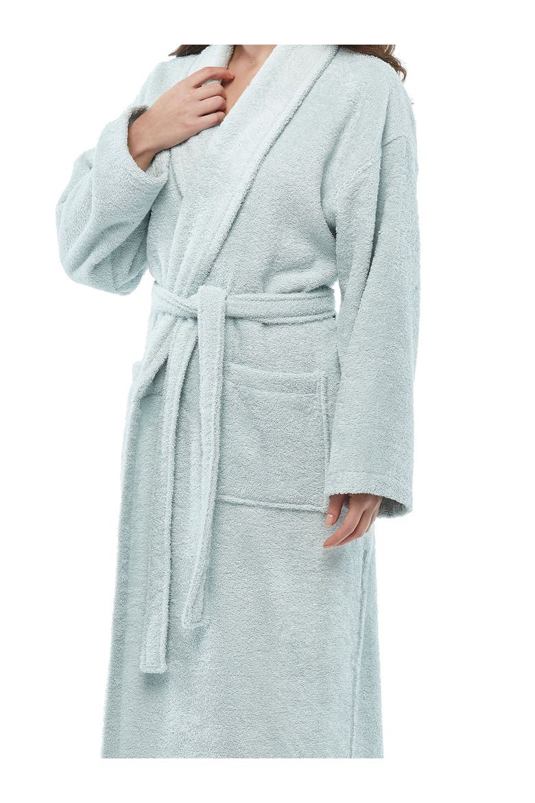 Womens Classic Shawl Collar Ankle Length Terry Bathrobe, Alternate, color, Seafoam
