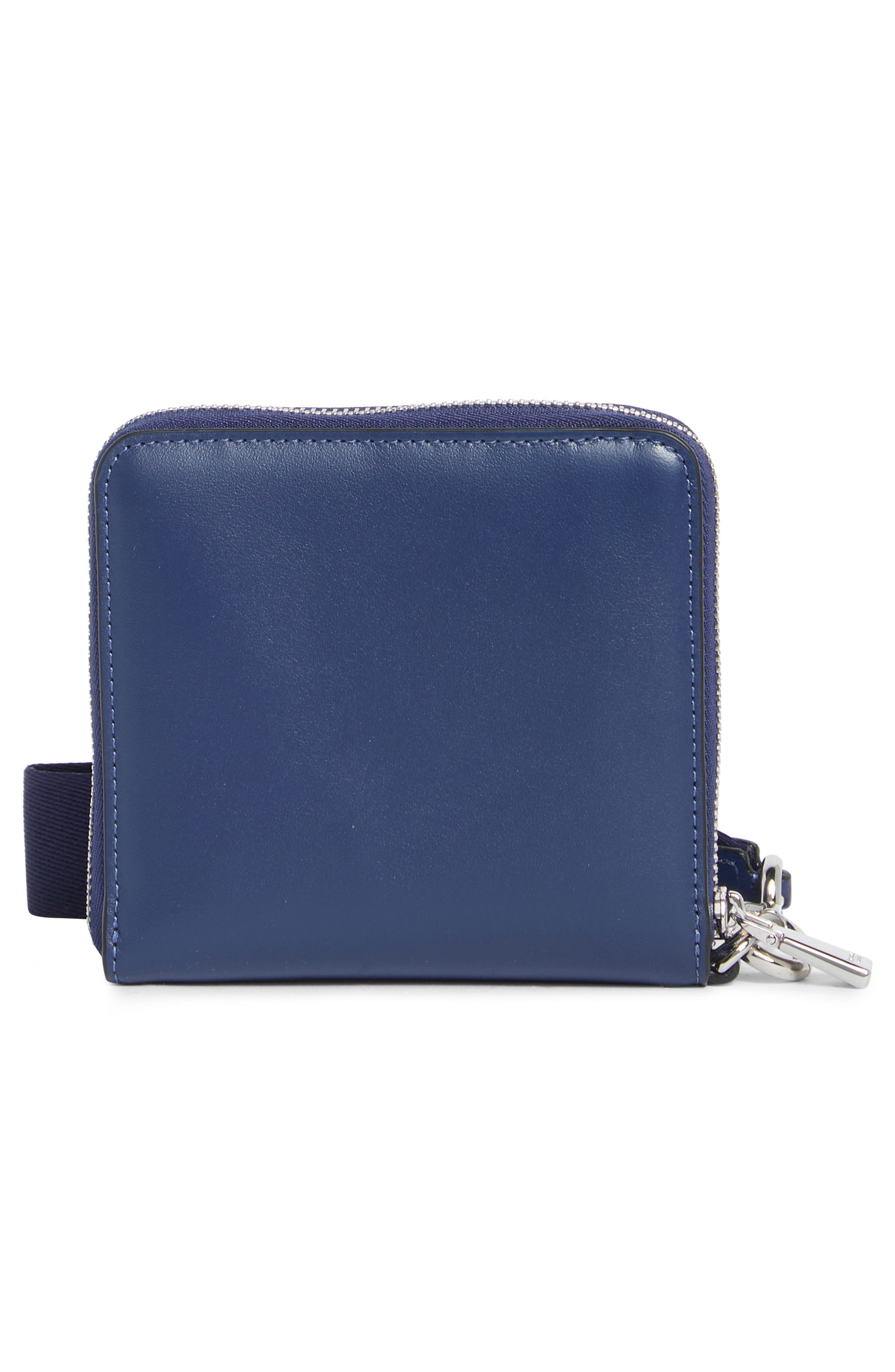 Small Leather Wristlet, Alternate, color, DEEP LAKE