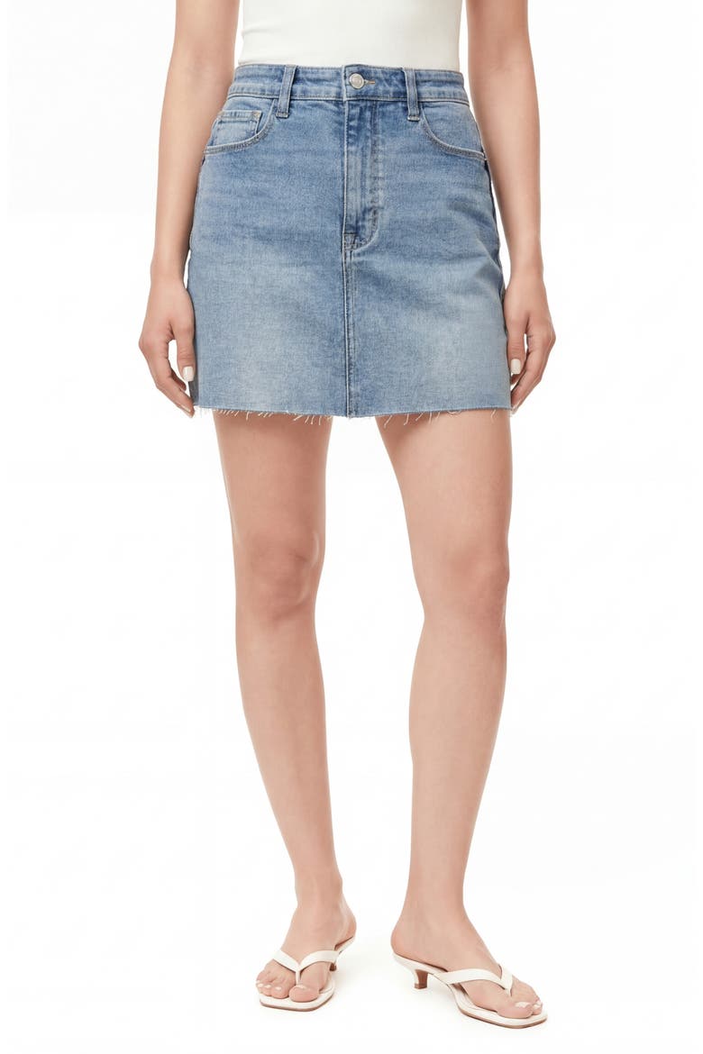 The High Waist Denim Miniskirt, Main, color, MARINA