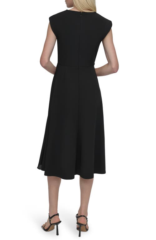 Shop Dkny Tie Waist Midi Dress In Black