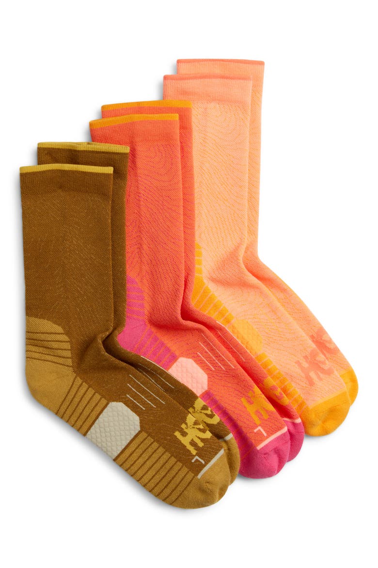 Run Assorted 3-Pack Crew Socks, Main, color, SEED / NEON CANTALOUPE