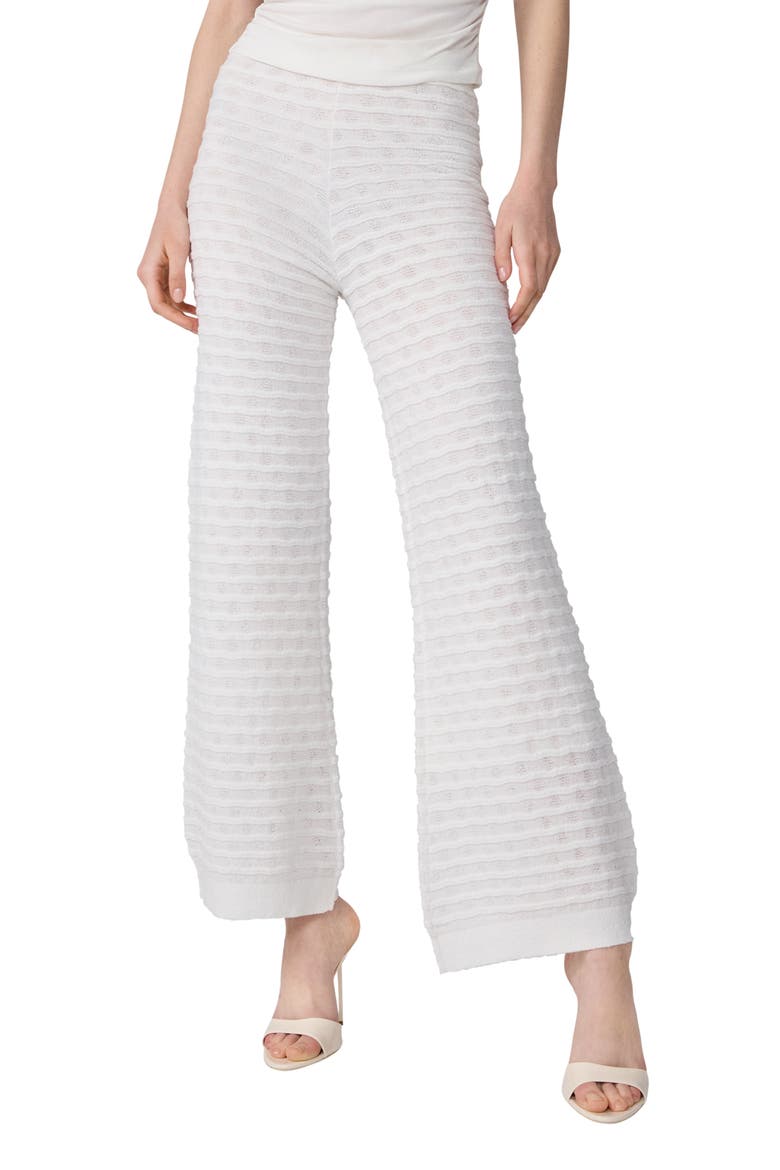 Barbara Mixed Stitch Cotton Blend Knit Pants, Alternate, color, WHITE