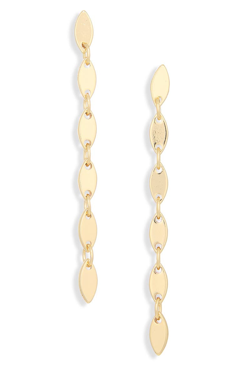 Marquis Disc Chain Linear Drop Earrings, Main, color, GOLD