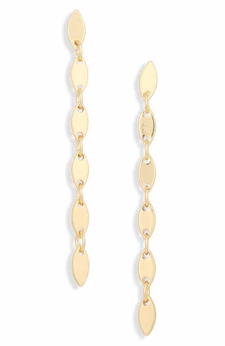 Marquis Disc Chain Linear Drop Earrings