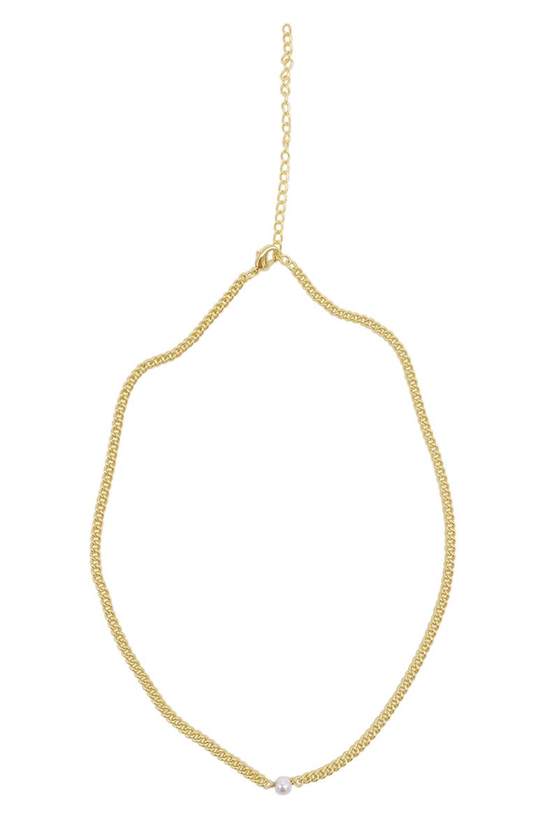 18K Gold Plated Freshwater Pearl Curb Chain Necklace, Alternate, color, WHITE/ GOLD